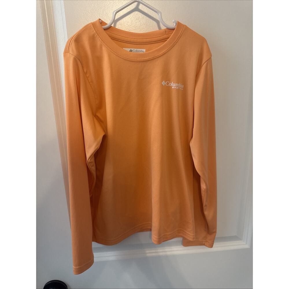 Kids Columbia Swim Sun Long Sleeve Orange Shirt Fishing PFG Size Small 8